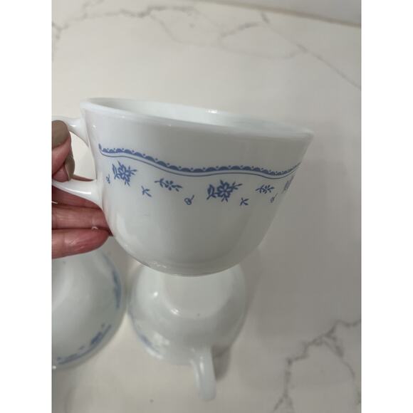 Corelle Corning Pyrex Morning Blue Coffee/Tea Cups Set of 4 Discontinued - Picture 1 of 6